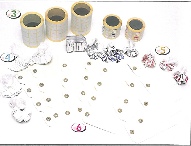 ETQ-H ETIQUETAS CON HILO VARIAS MEDIDAS 1000 UNIDADES CAJA